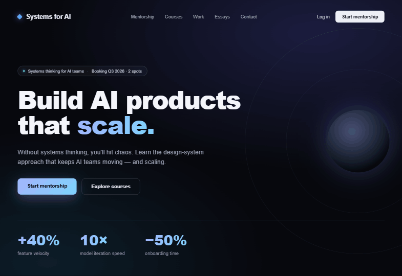 Screenshot of Systems for AI — AI mentorship and courses platform for teams building AI products